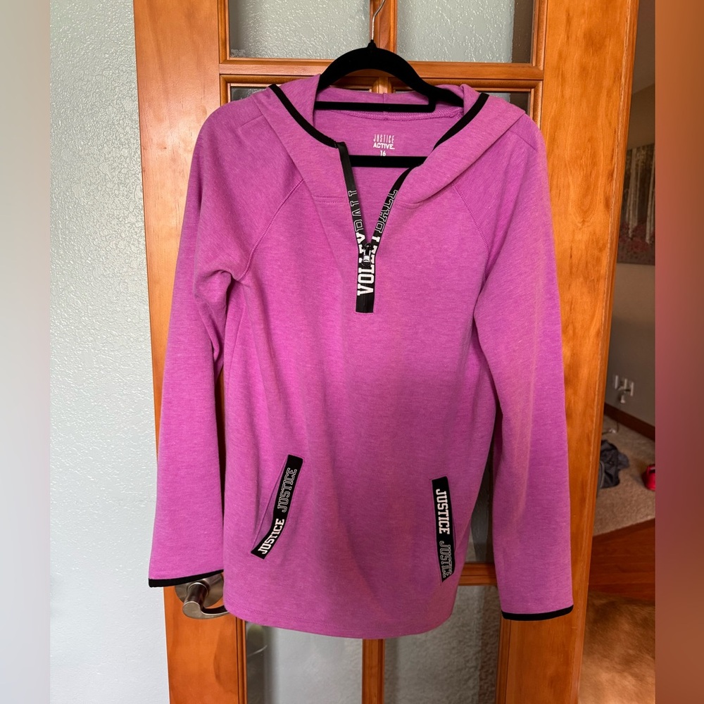 Justice Active 1/4 Zip Hoodie - Volleyball - Girl's Size 16